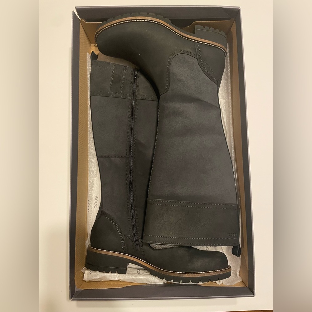 Ecco Women’s Elaine Black Suede High-Cut Zip Boots. NWB. Size EU 39 US 8-8.5
